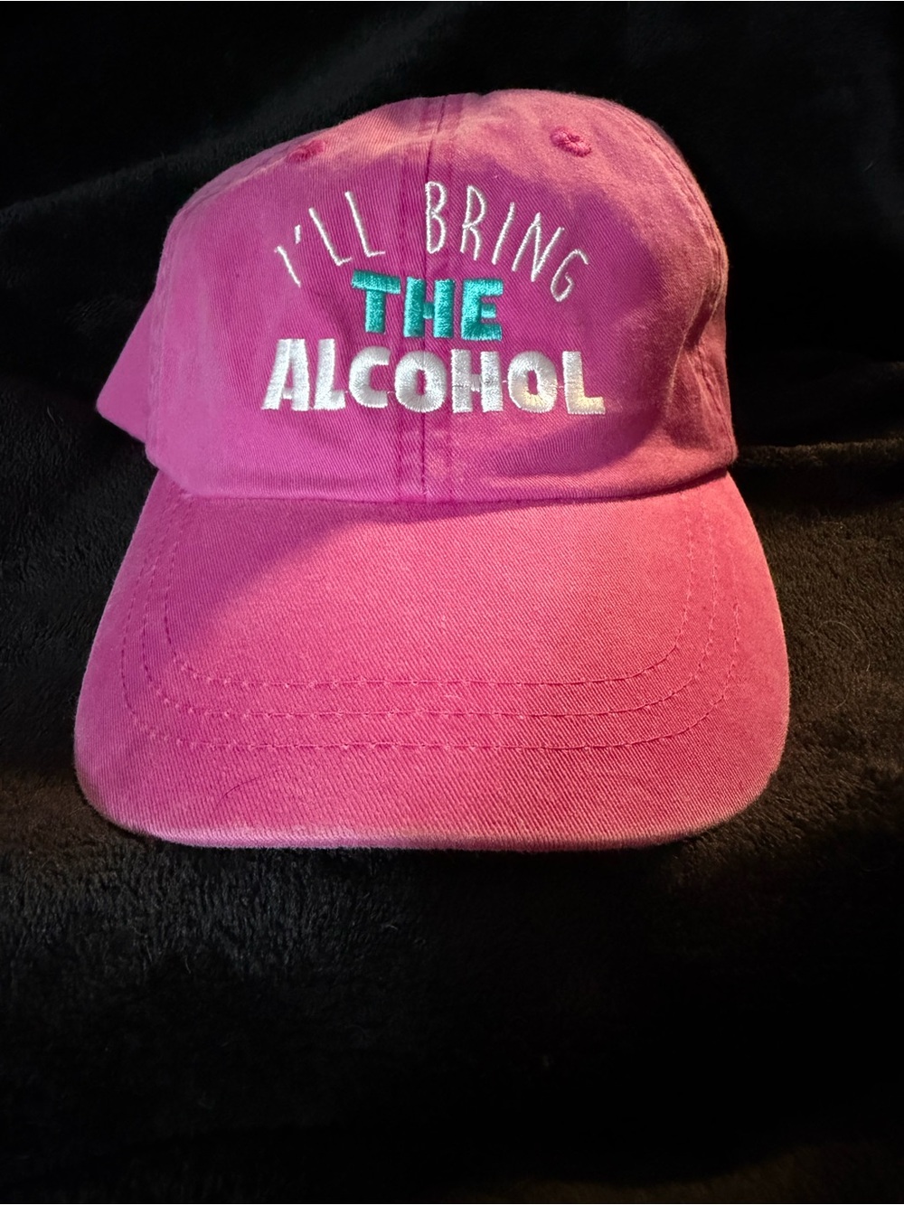 Adams Pink Embroidered "I'll Bring The Alcohol" Baseball Cap EUC